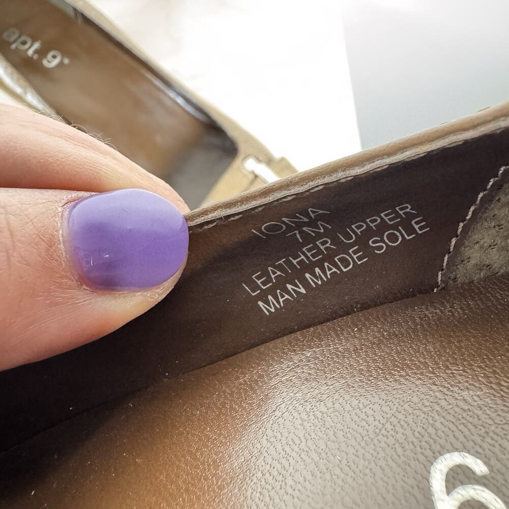 VTG Apt. 9 Kitten Heels Square Toe Tan Office Business Y2K 90s 7M Brazil Leather - Picture 9 of 9